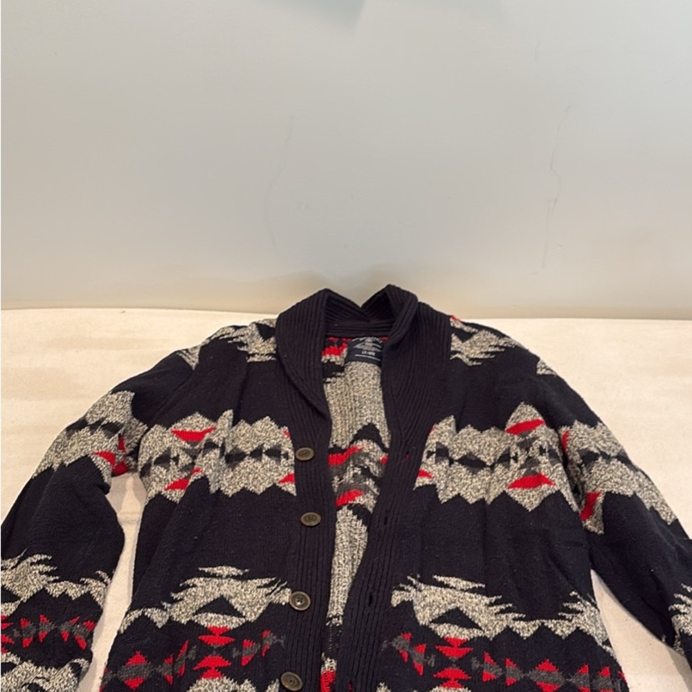 Navy and Red Patterned AE Cardigan